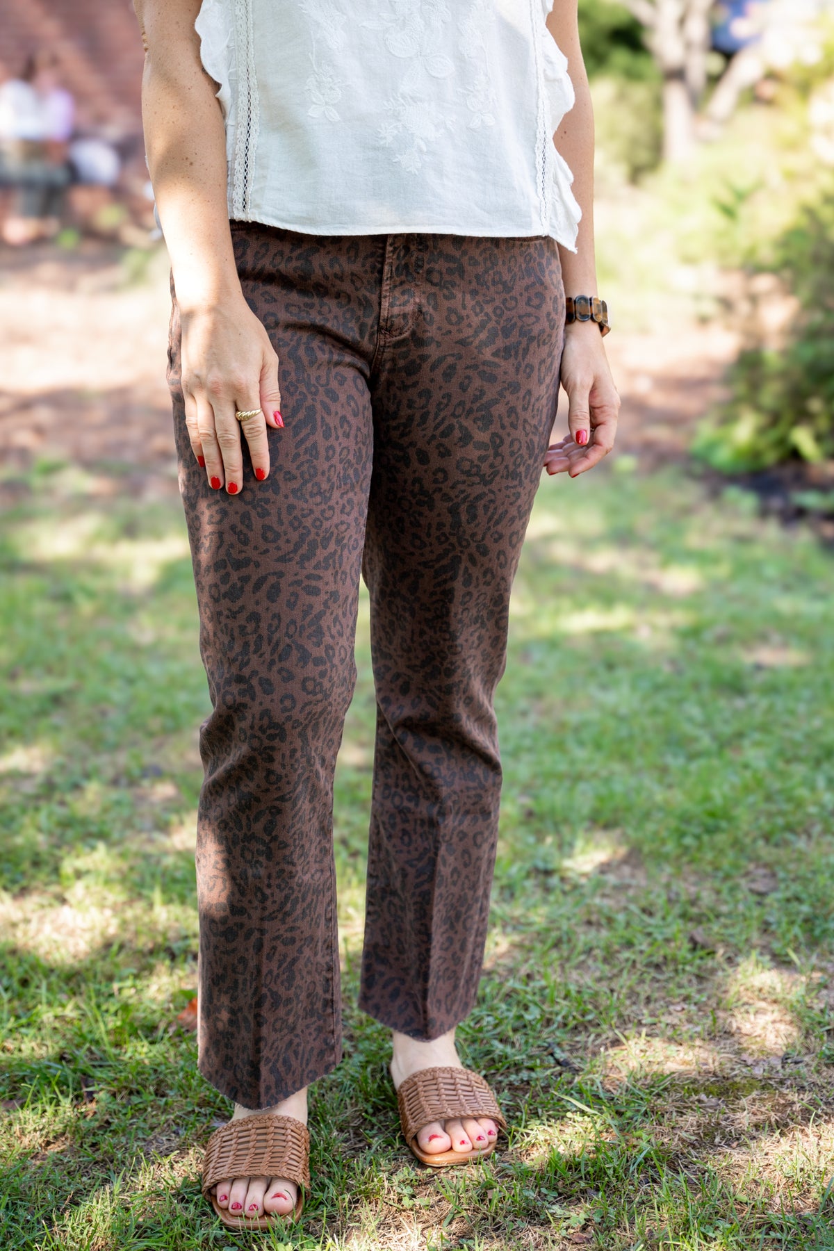 Jeanne Cropped Flares in Leopard