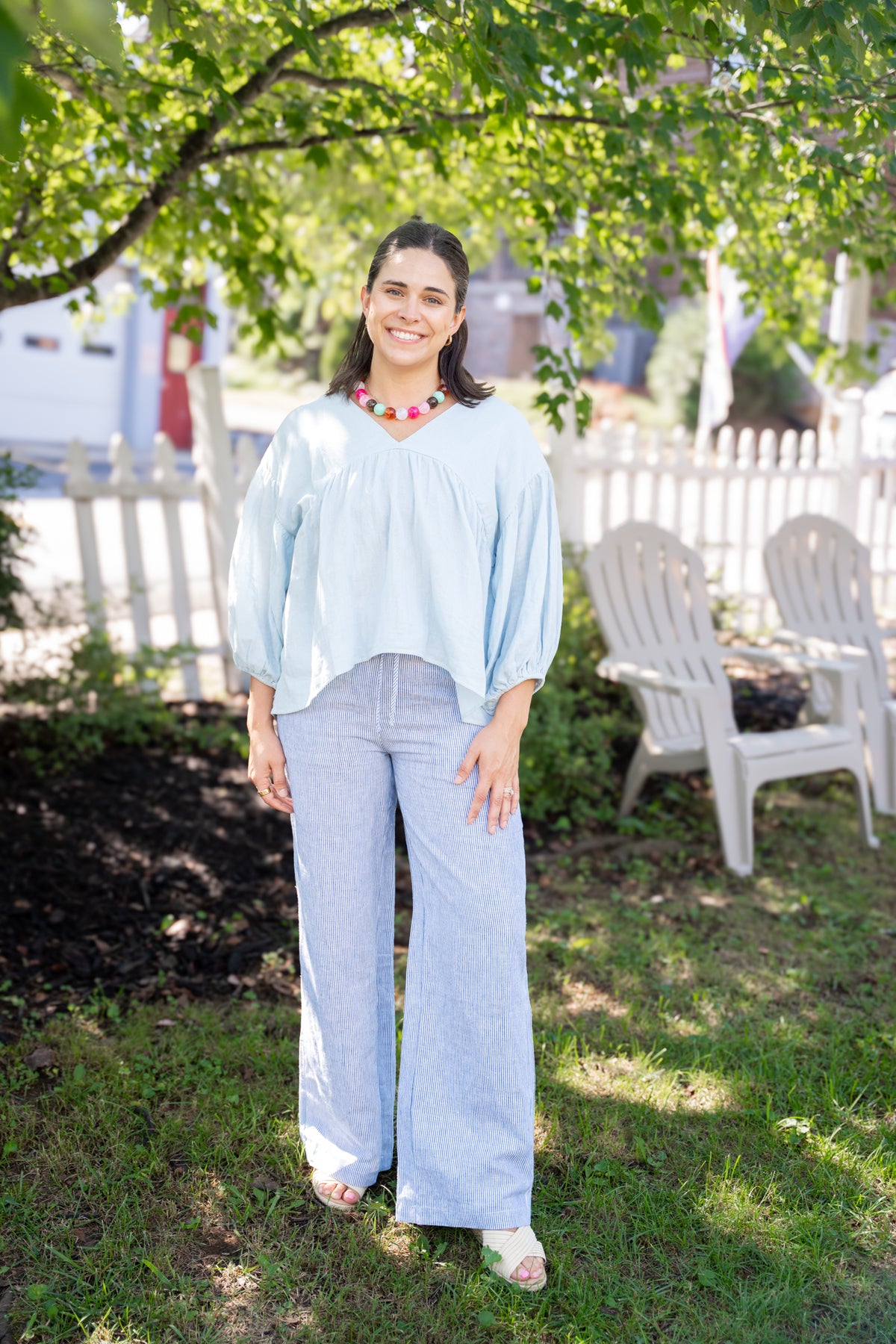 Sage Balloon Sleeve Blouse