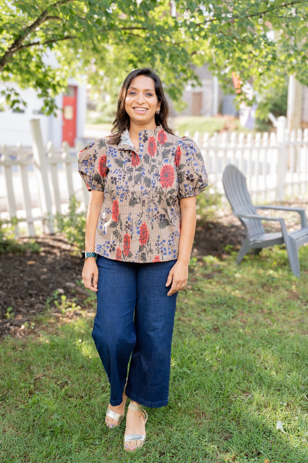Camel Puff Sleeve Blouse