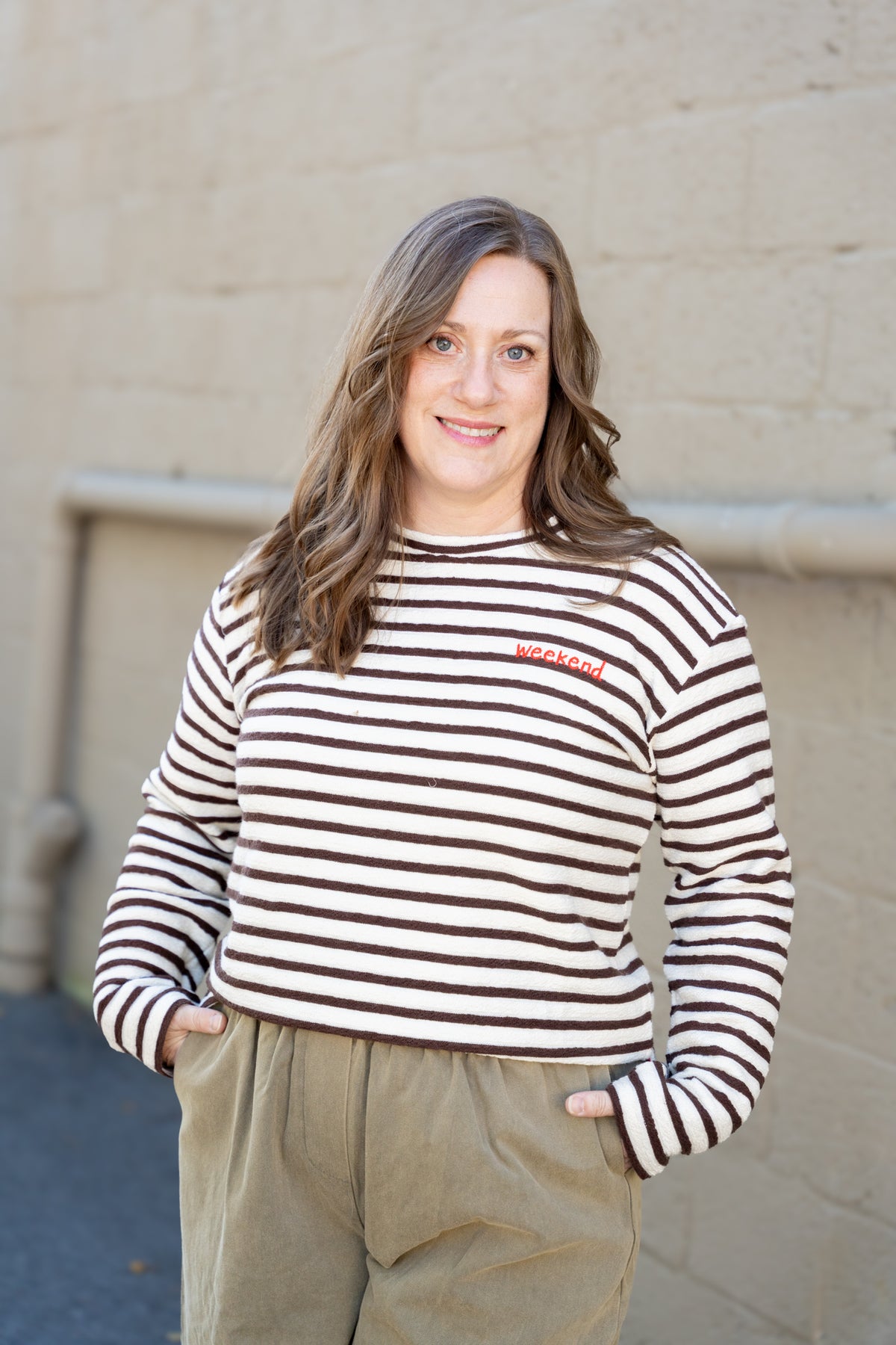 Textured Stripe Long Sleeve Top