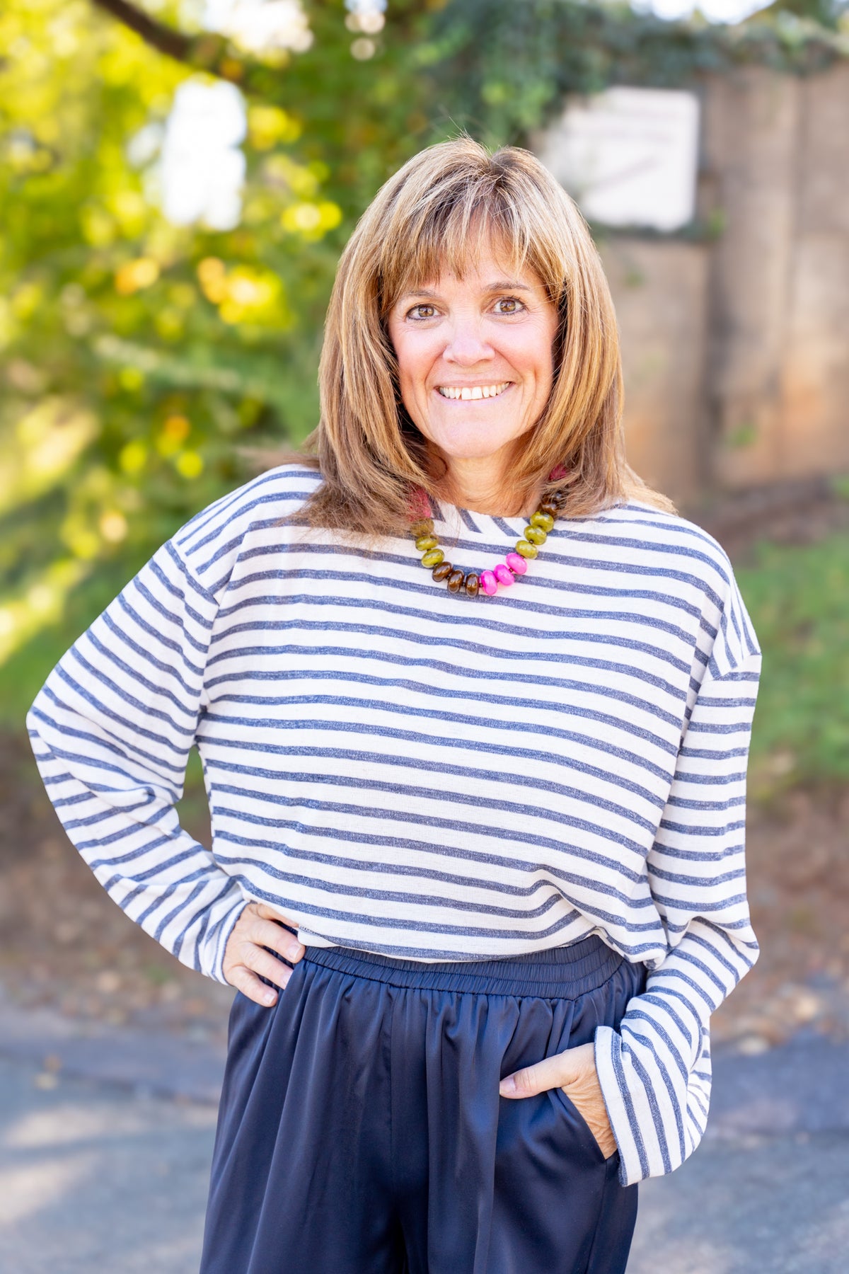 Navy Stripe Slub Knit Top