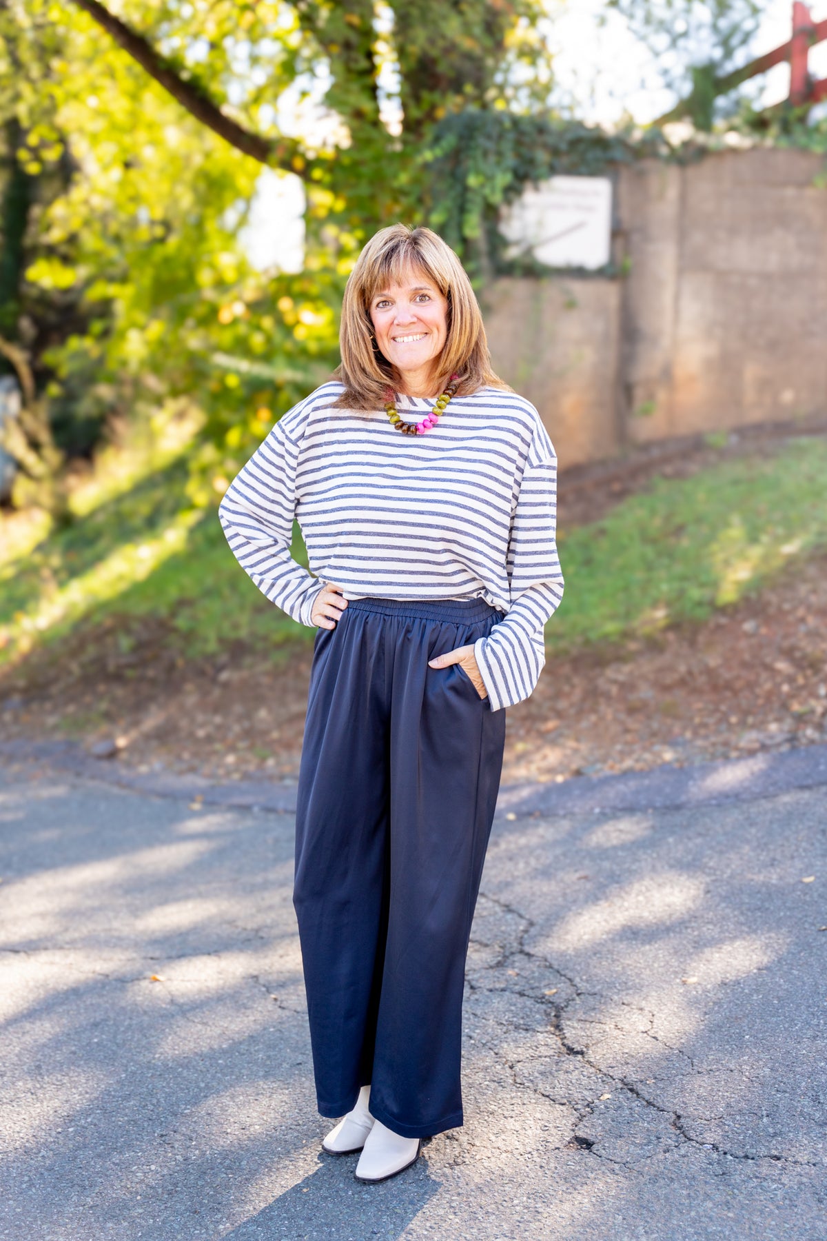 Midnight Satin Wide Leg Pants