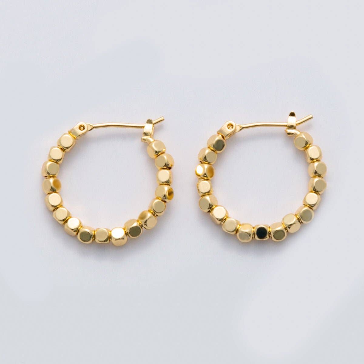Cube Bead Latch Hoop Earrings