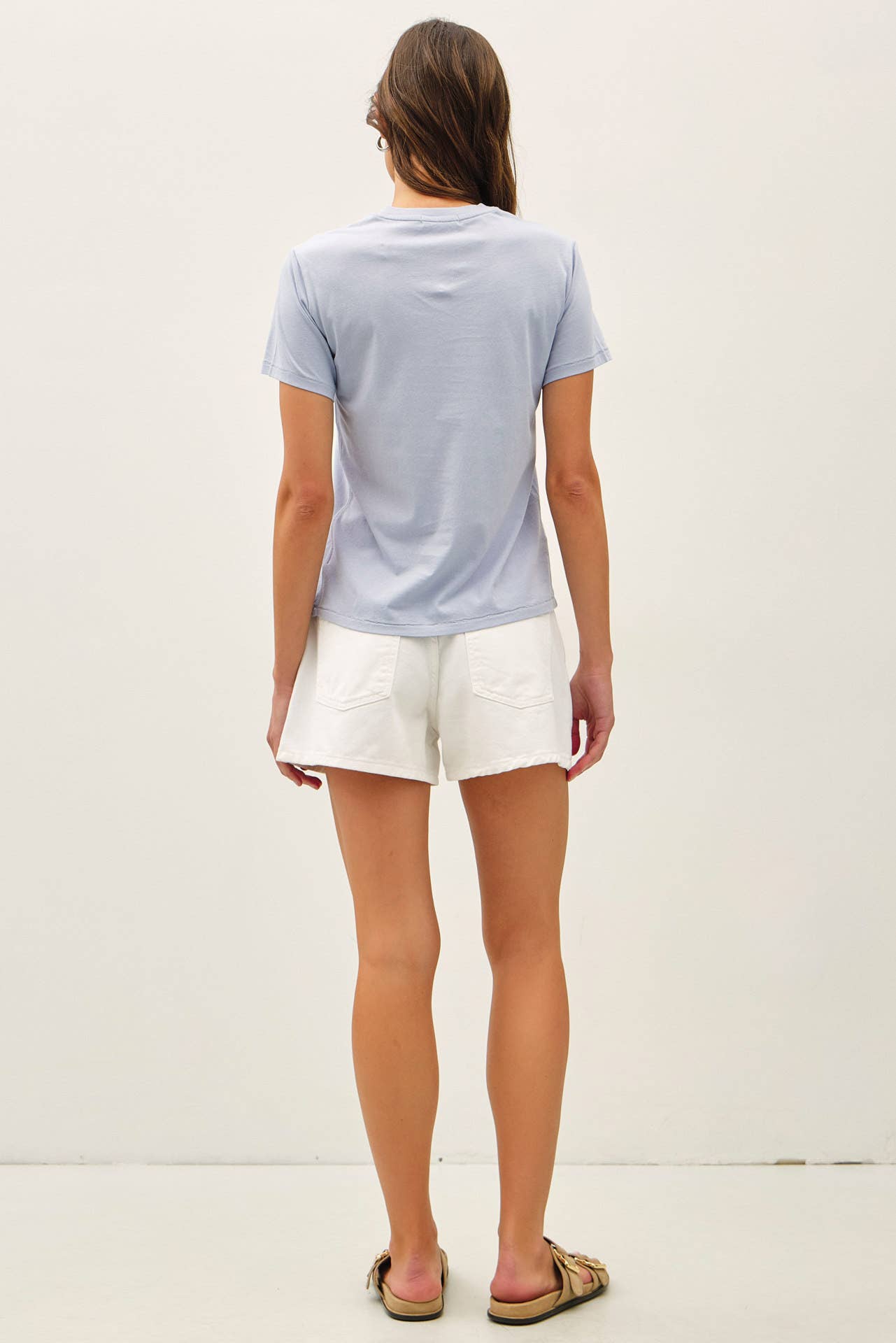 Chambray Cotton Crewneck Tee