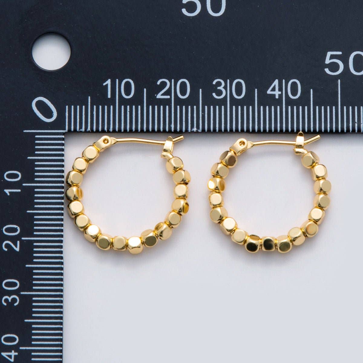 Cube Bead Latch Hoop Earrings