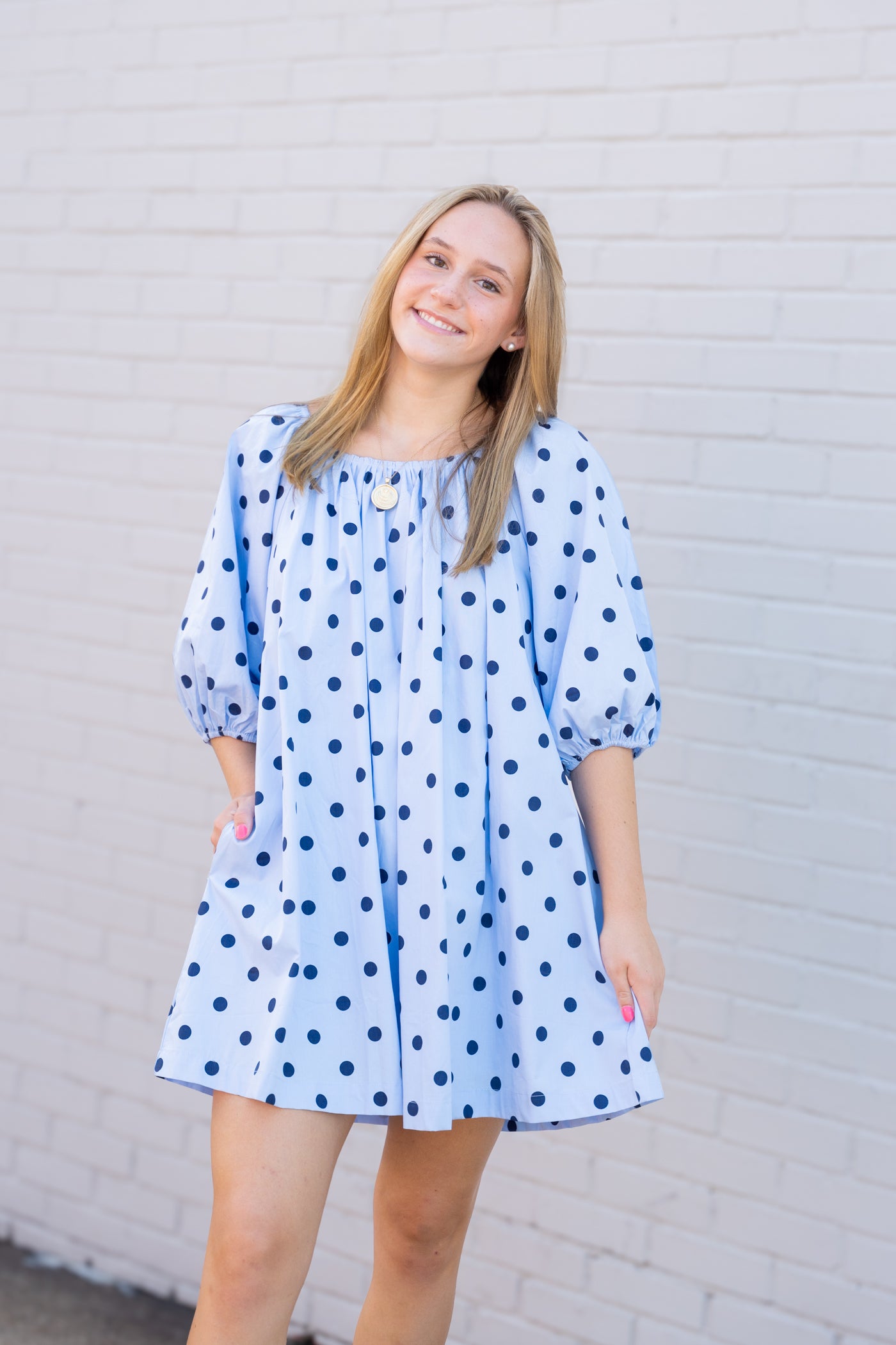 Polka Dot Gathered Mini Dress