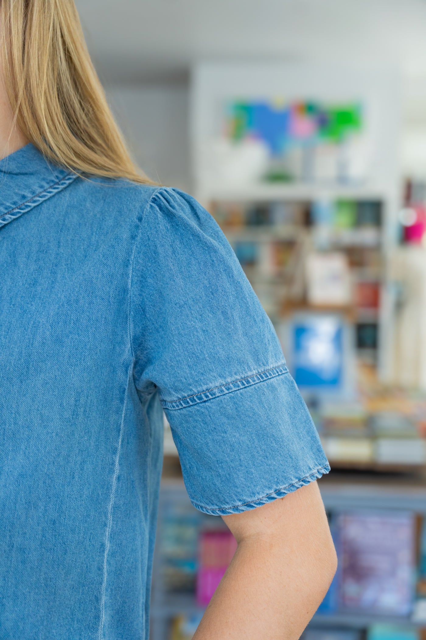 Irina Denim Short Sleeve Blouse