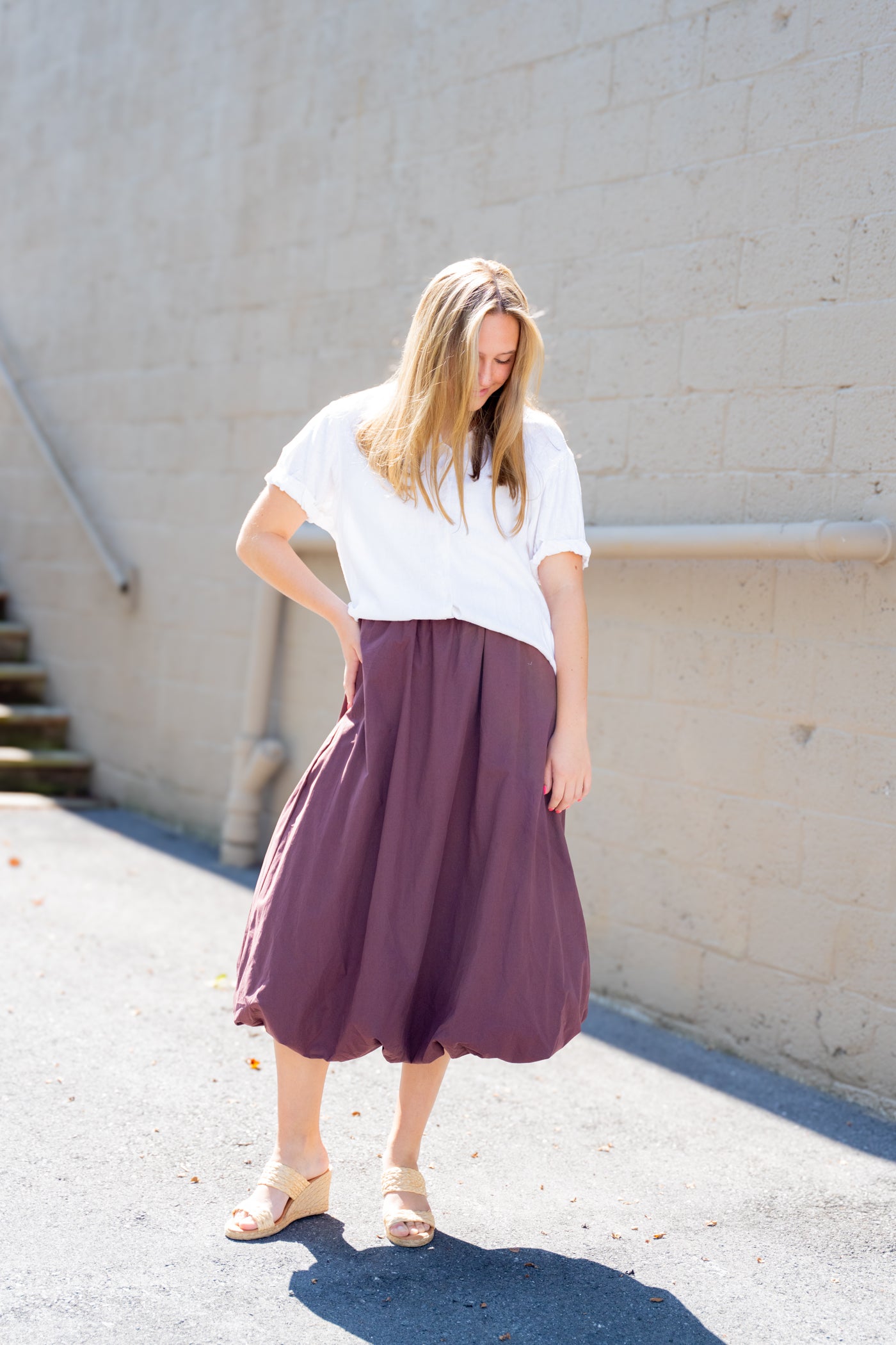 Rhiannon Bubble Hem Midi Skirt
