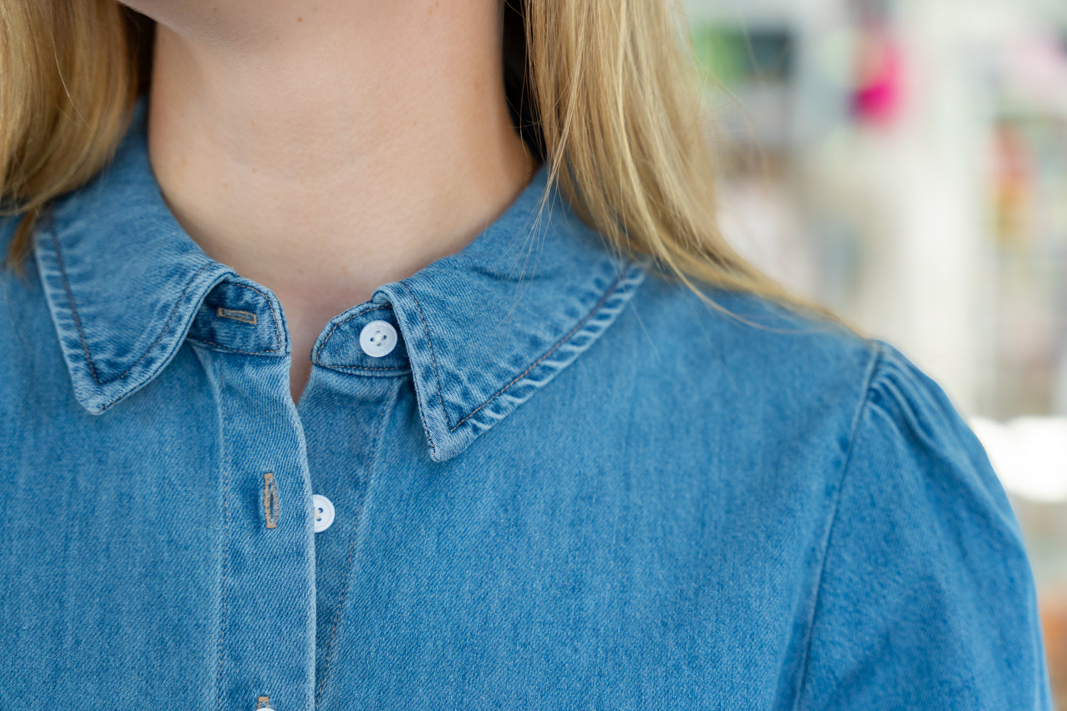 Irina Denim Short Sleeve Blouse
