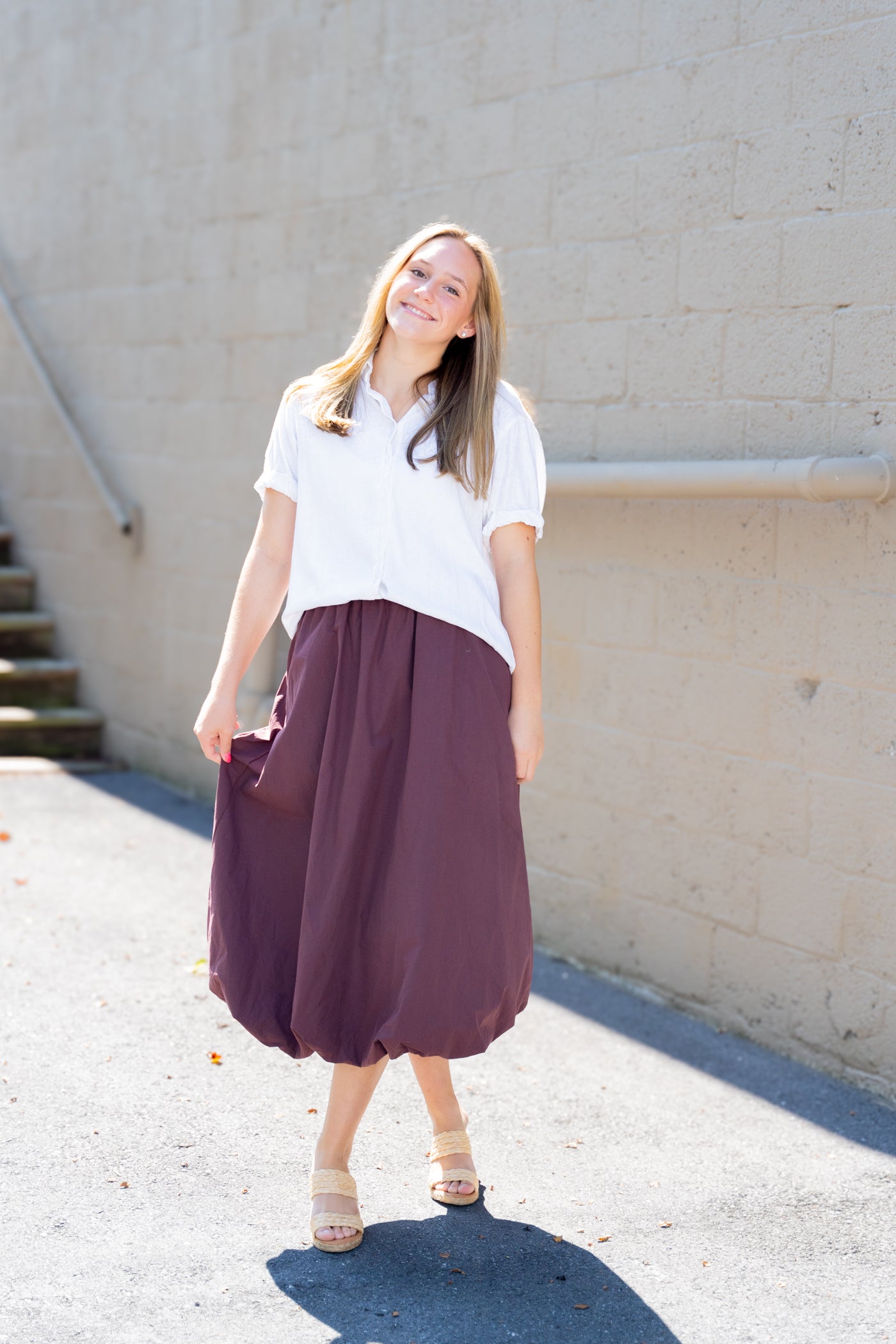 Rhiannon Bubble Hem Midi Skirt