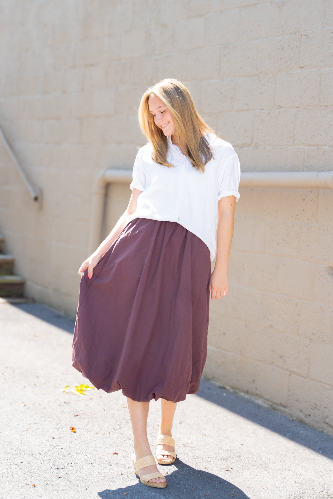 Rhiannon Bubble Hem Midi Skirt