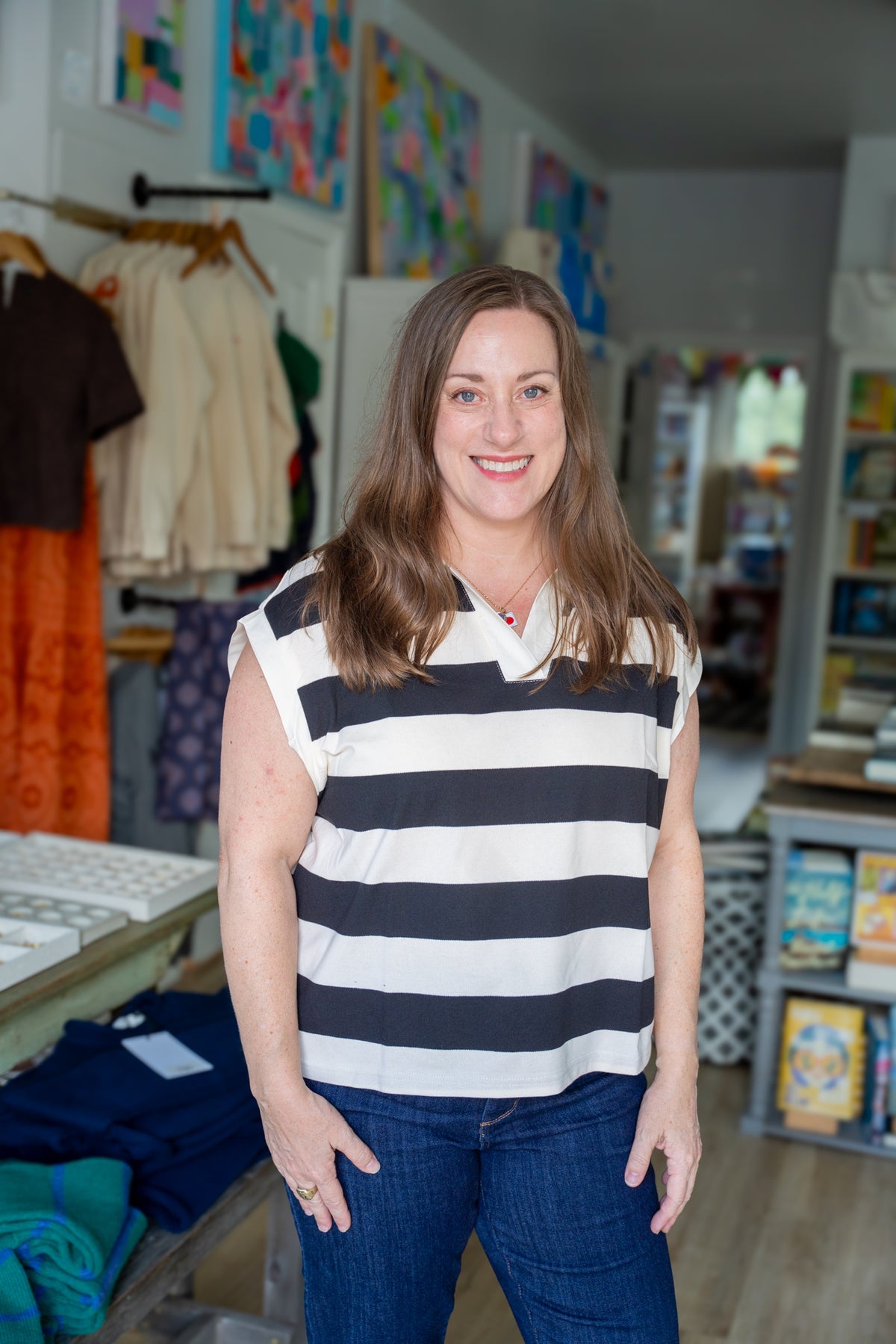 Susie Cap Sleeve Striped Shirt