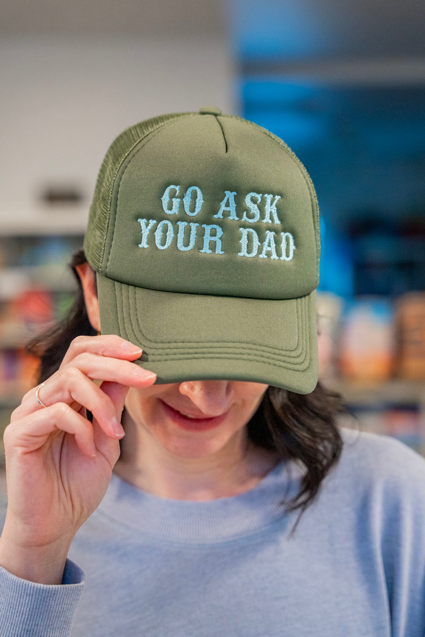 Go Ask Your Dad Embroidered Trucker Hat