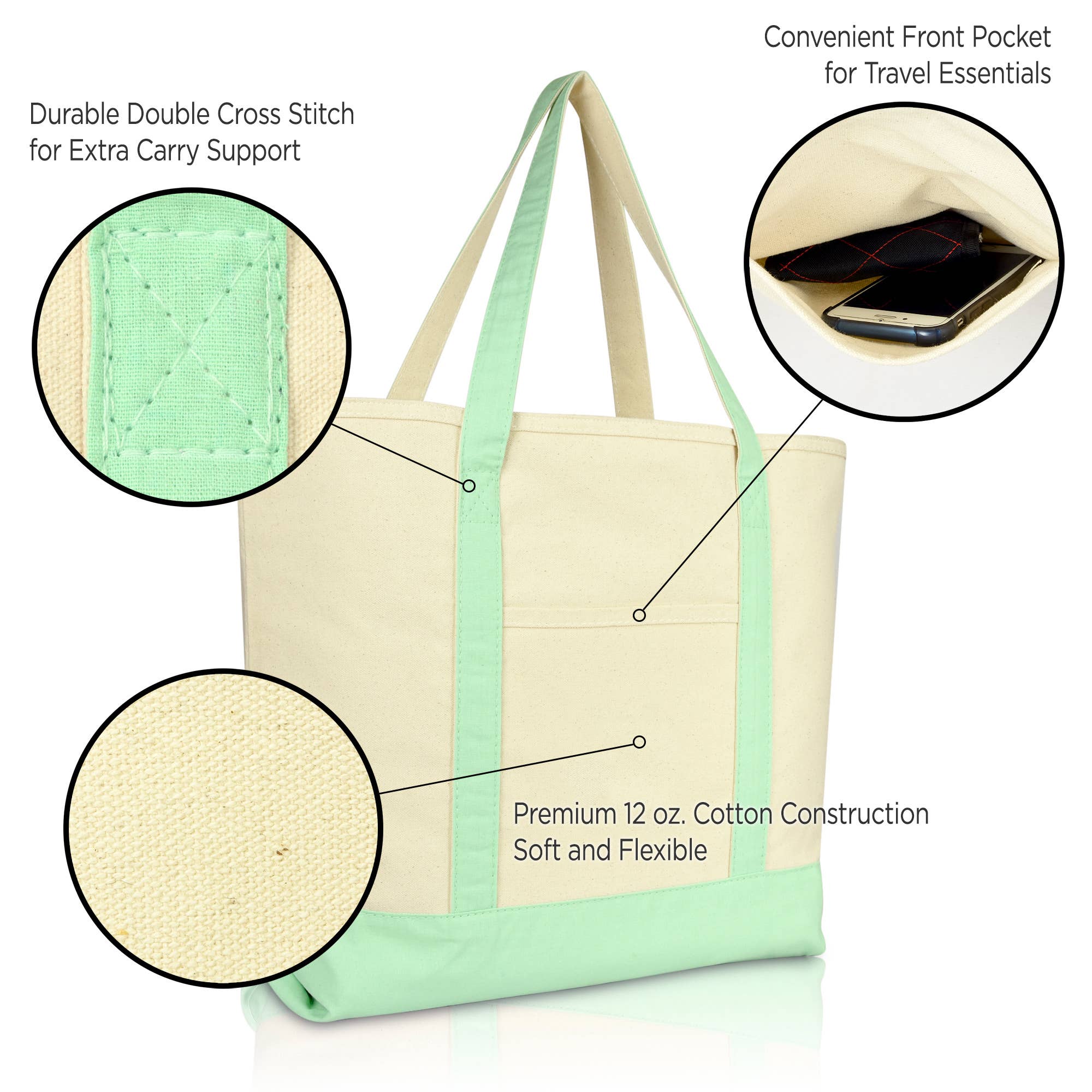 Natural Canvas Shopping Tote 22"