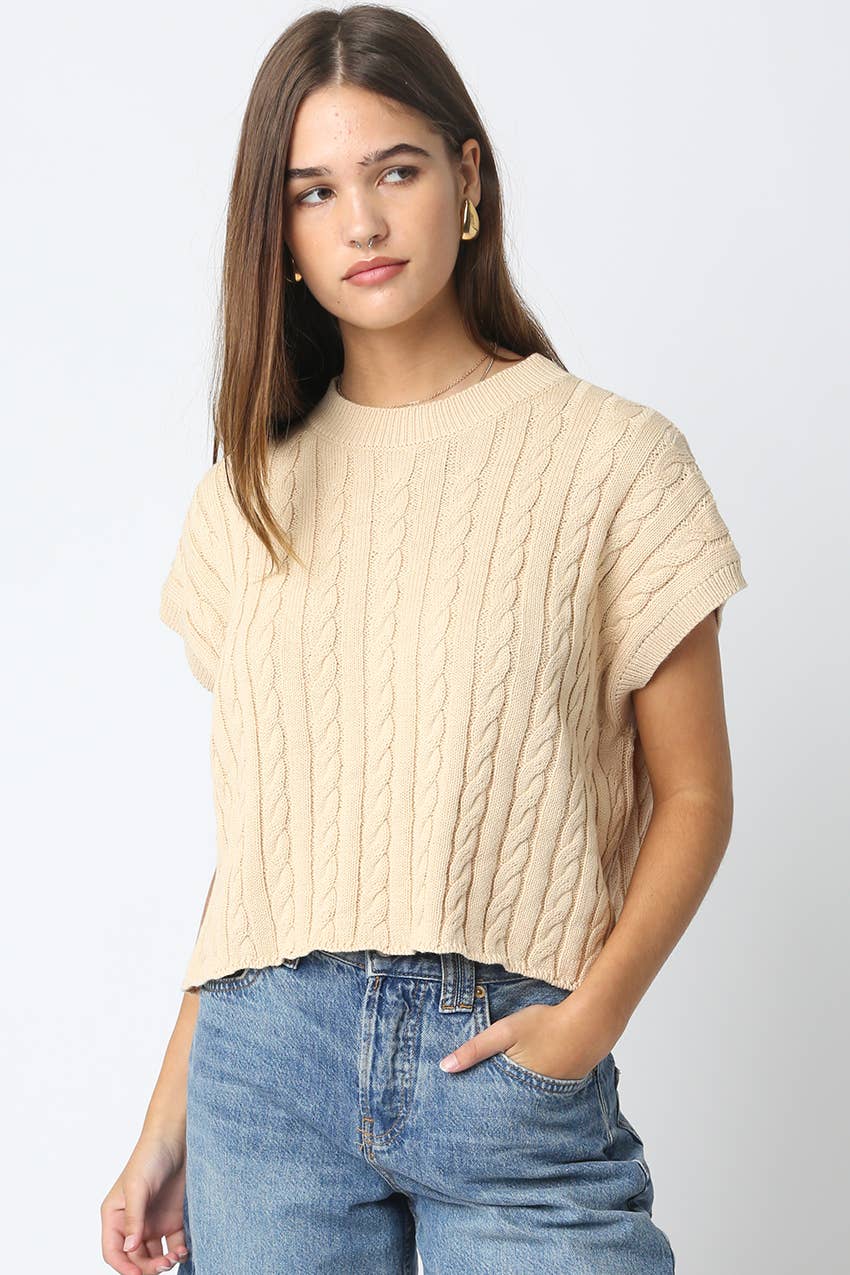 Alina Cream Cable Knit Top