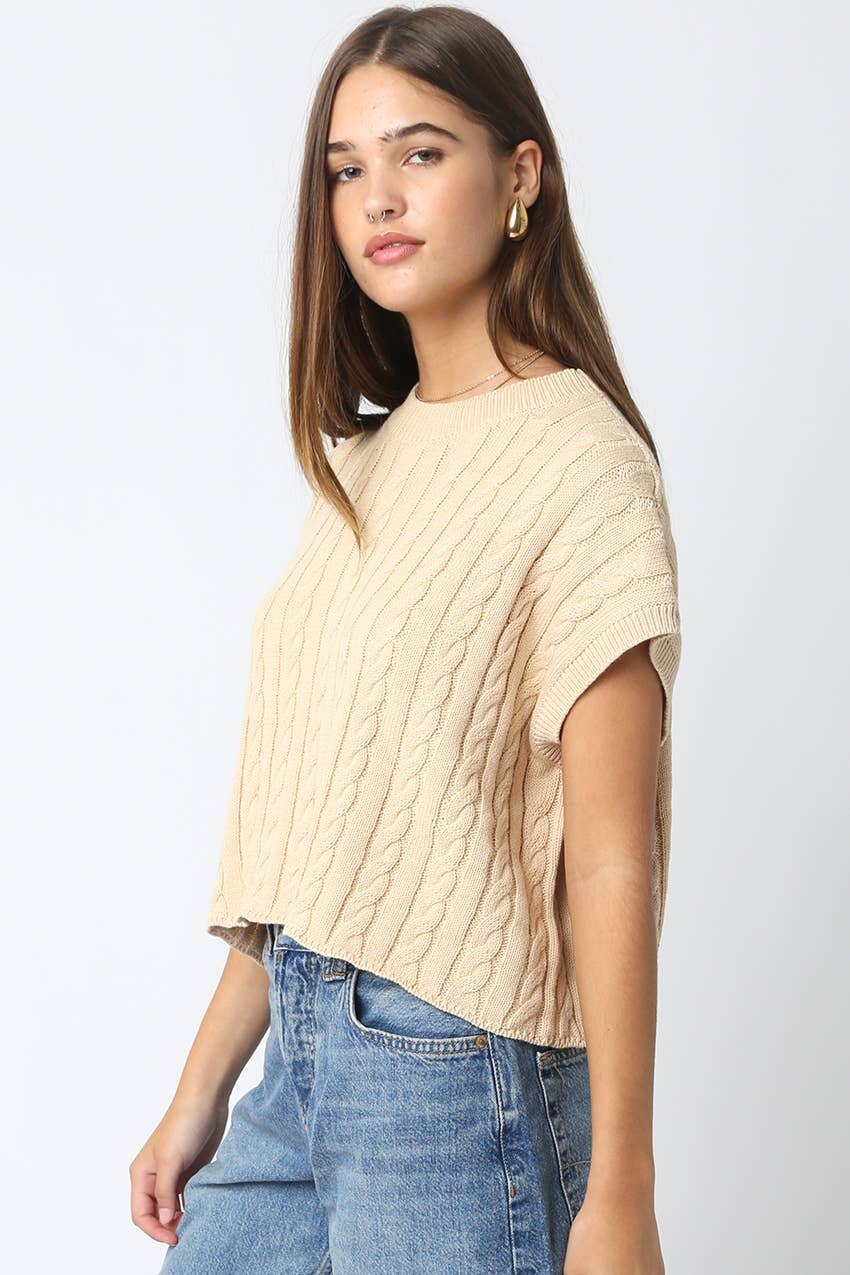 Alina Cream Cable Knit Top