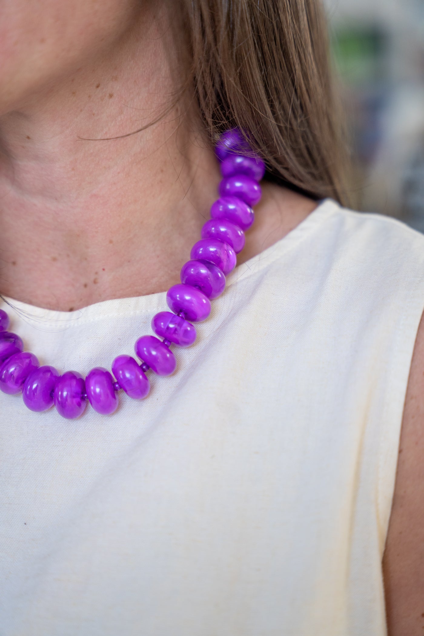 The Rory — Purple Rondelle Beaded Necklace