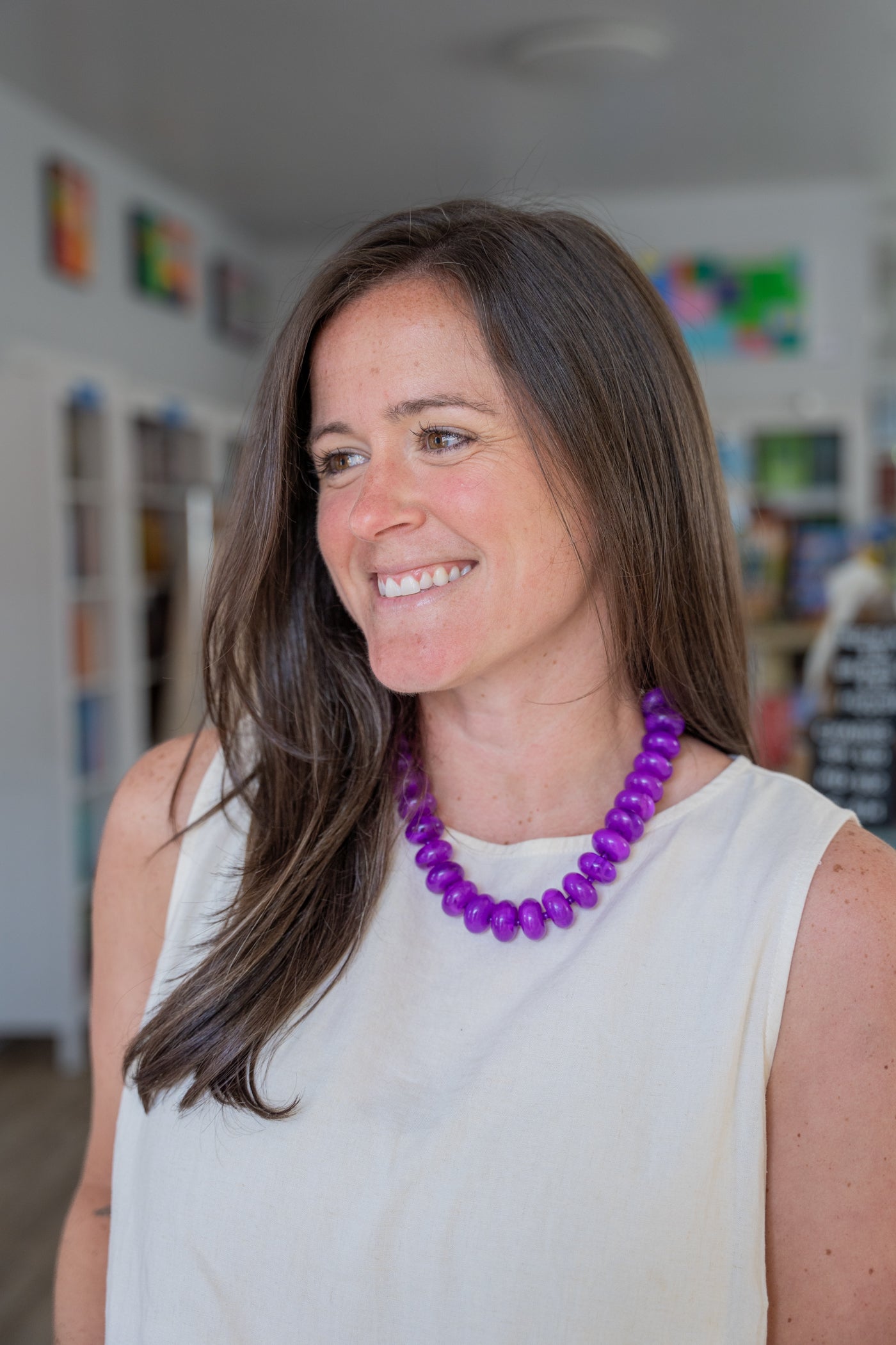 The Rory — Purple Rondelle Beaded Necklace