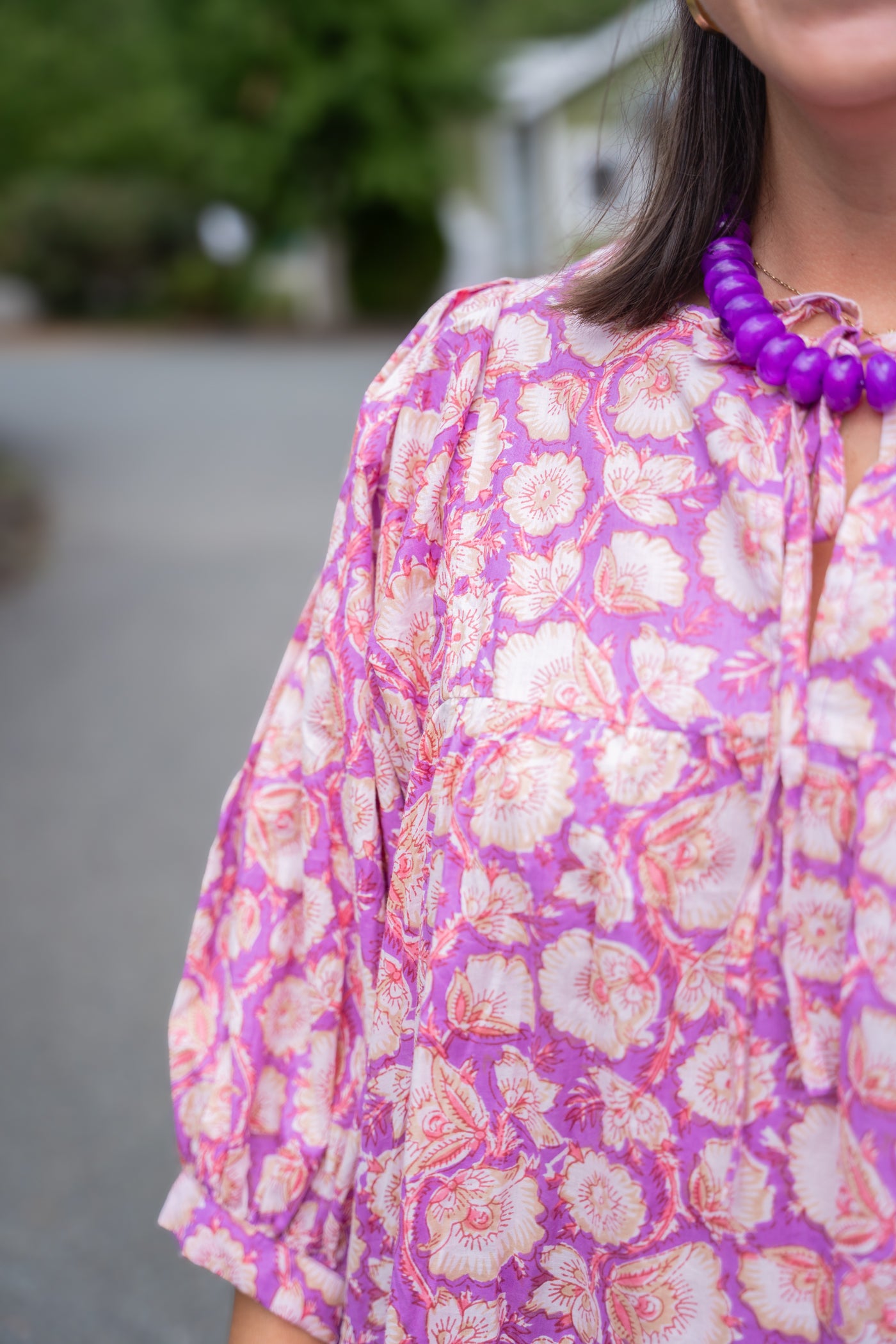 Lavender Days Floral Block Print Dress