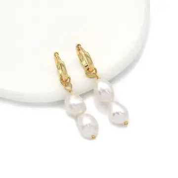 Double Freshwater Pearl Huggies