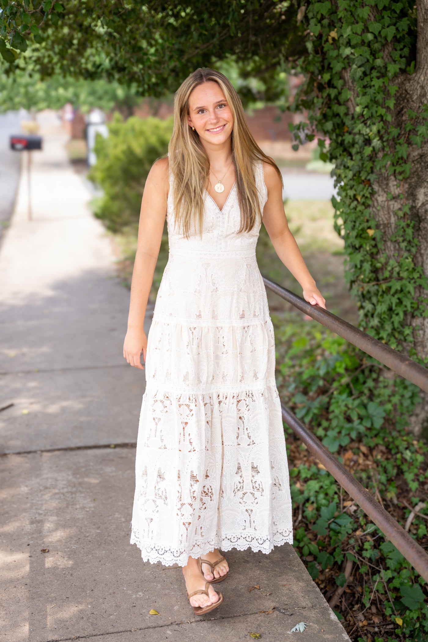 Francia Embroidered Lace Midi Dress