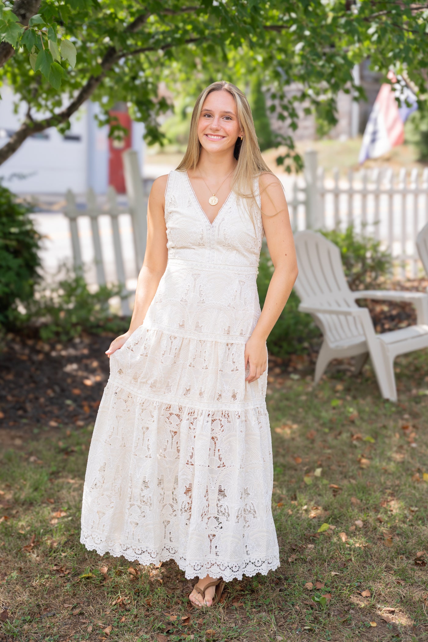 Francia Embroidered Lace Midi Dress