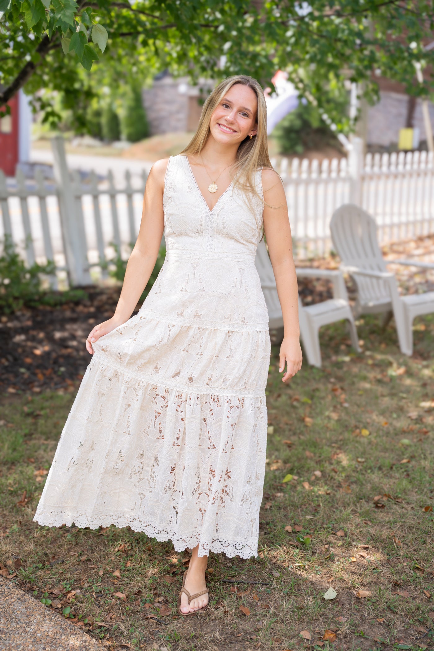 Francia Embroidered Lace Midi Dress
