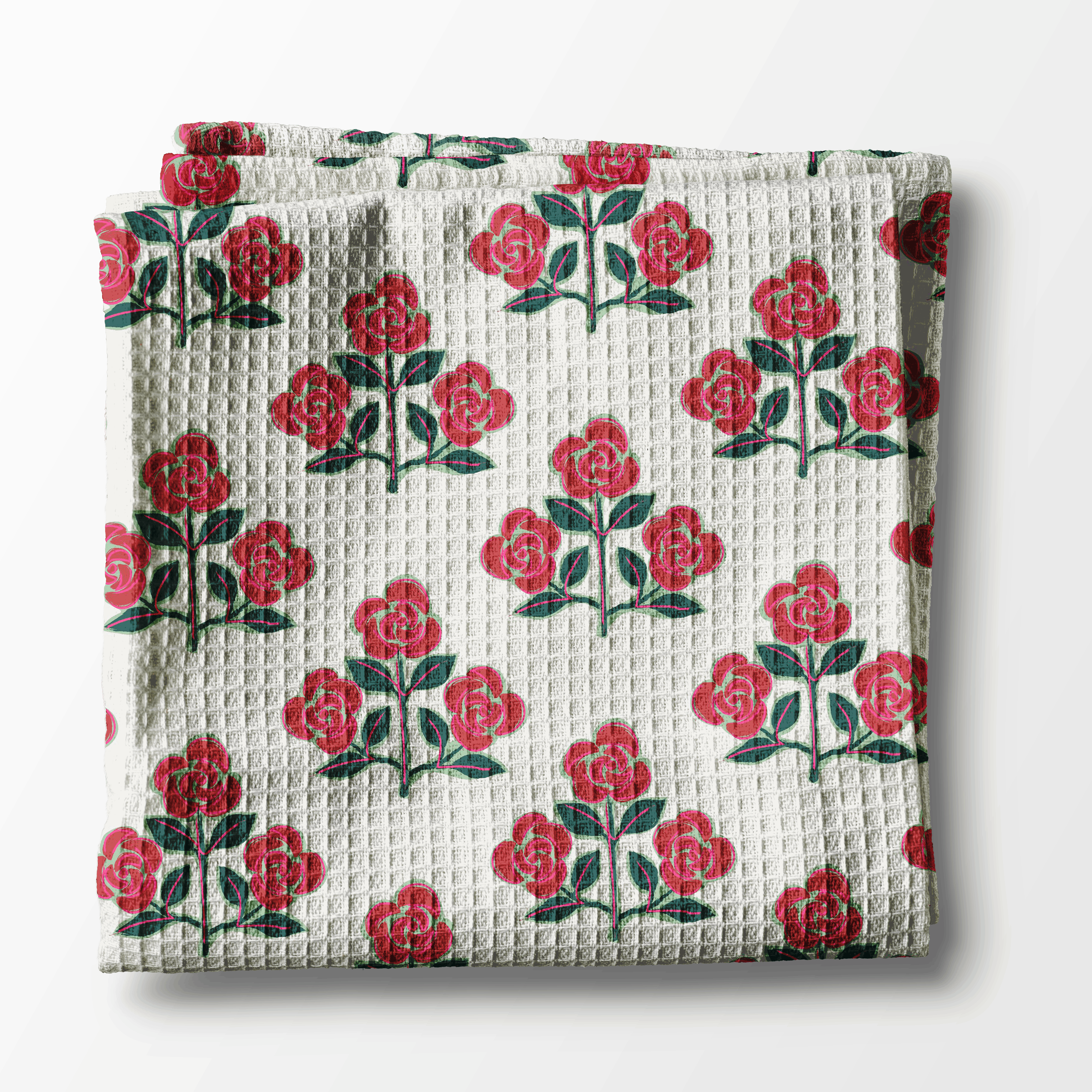 Waffle Weave Kitchen Towel - Betsy Red