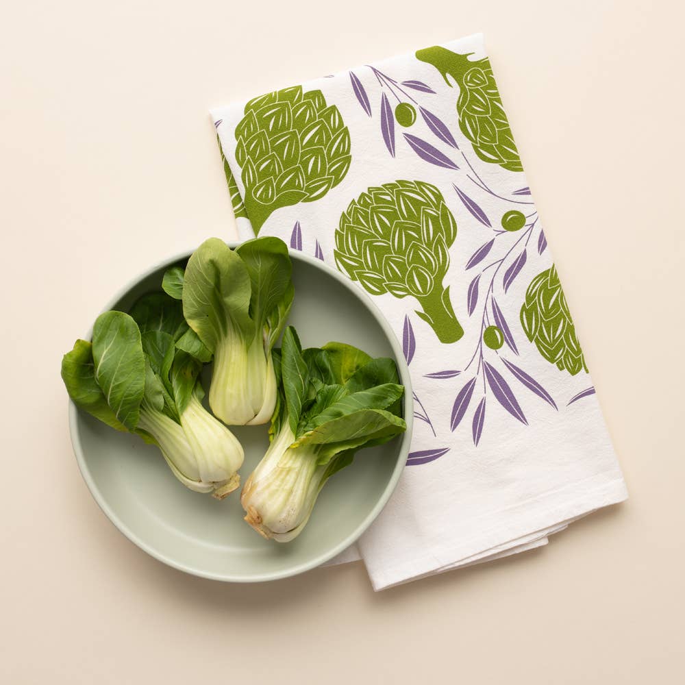 Artichokes + Olives Tea Towel / Kitchen Decor / Midwest Made