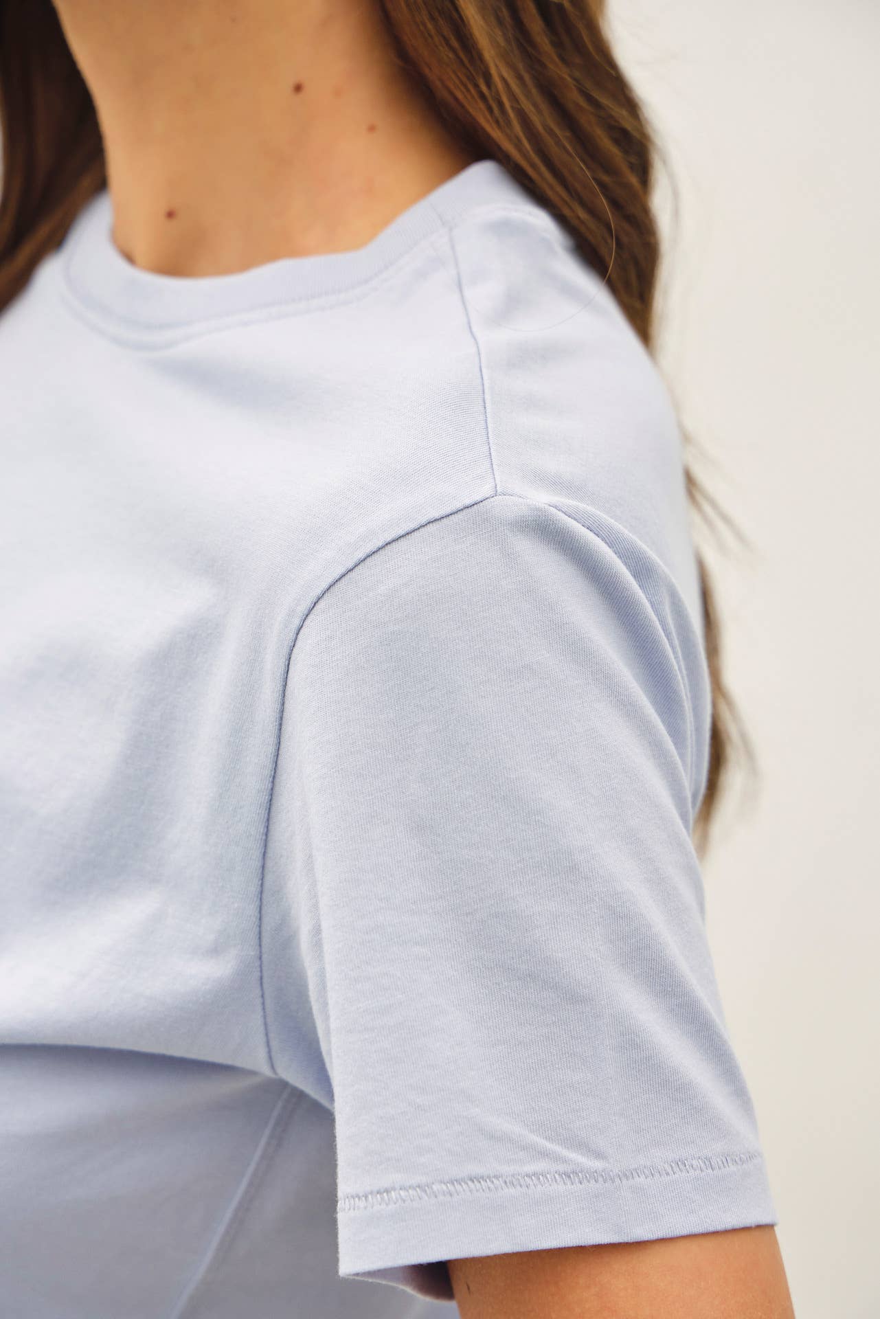 Chambray Cotton Crewneck Tee