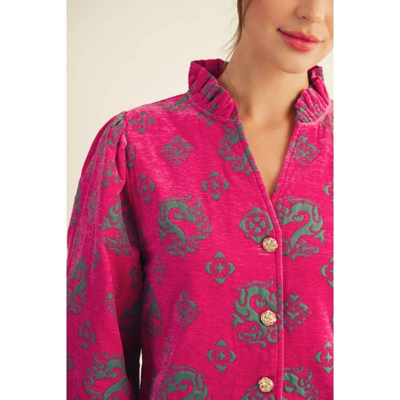 Hot Pink Jacquard Dress