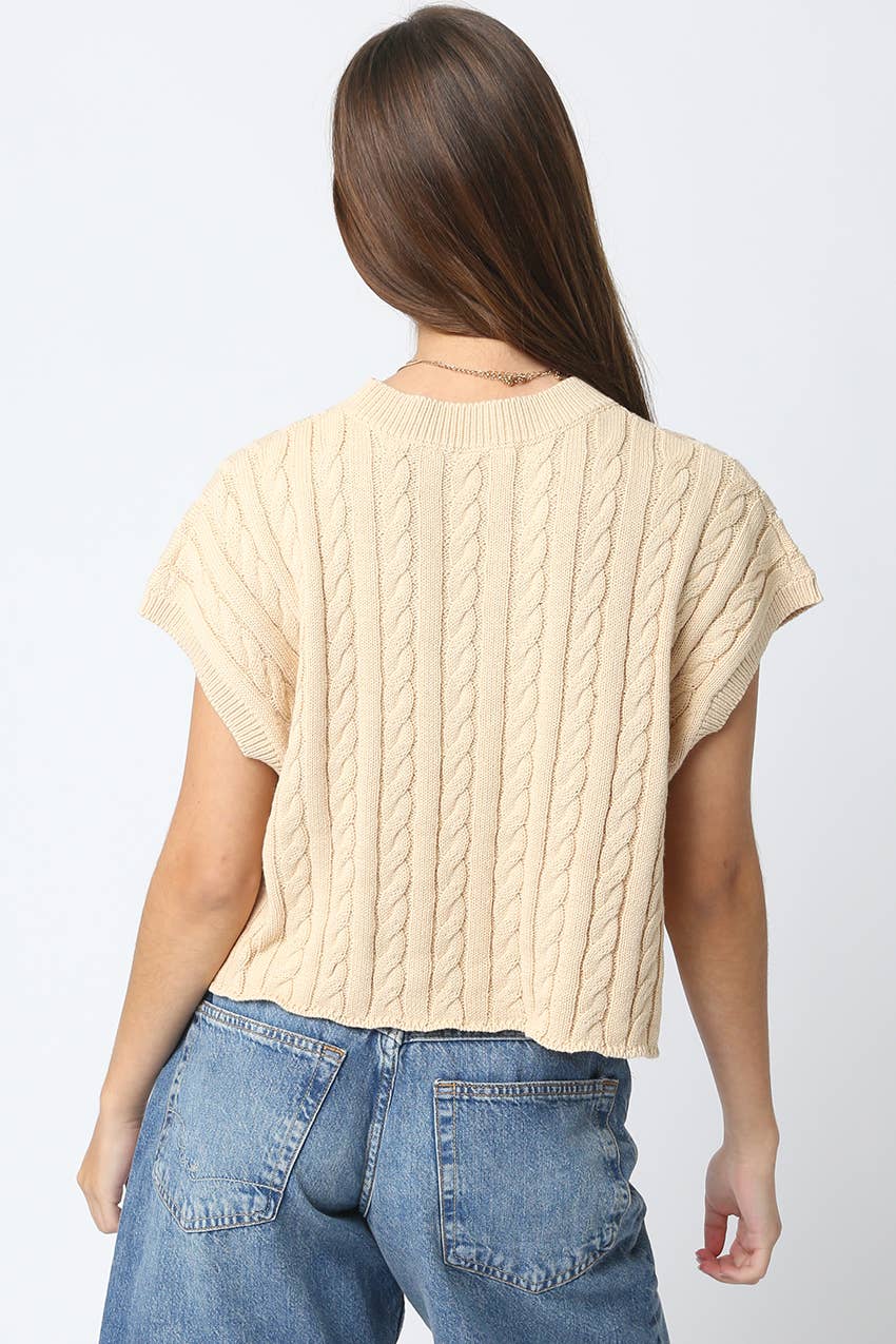 Alina Cream Cable Knit Top