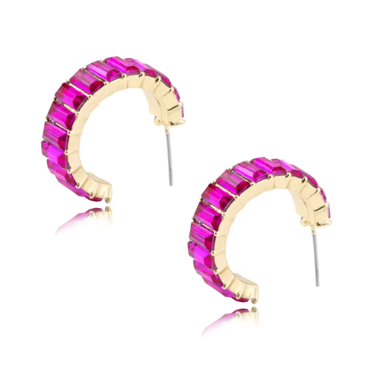 Rainbow CZ Hoop Earrings